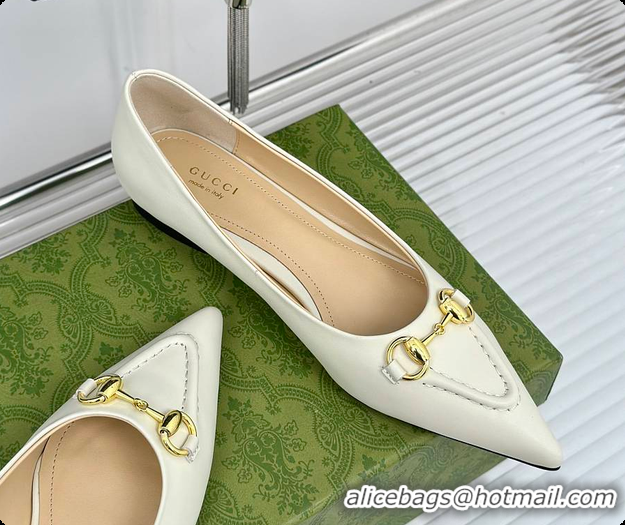 Discount Fashion Gucci Horsebit GG Slip-On Ballerina Shoes White 60701511