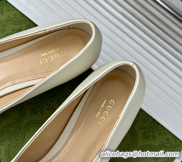 Discount Fashion Gucci Horsebit GG Slip-On Ballerina Shoes White 60701511