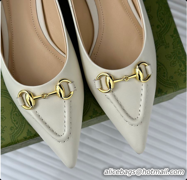 Discount Fashion Gucci Horsebit GG Slip-On Ballerina Shoes White 60701511