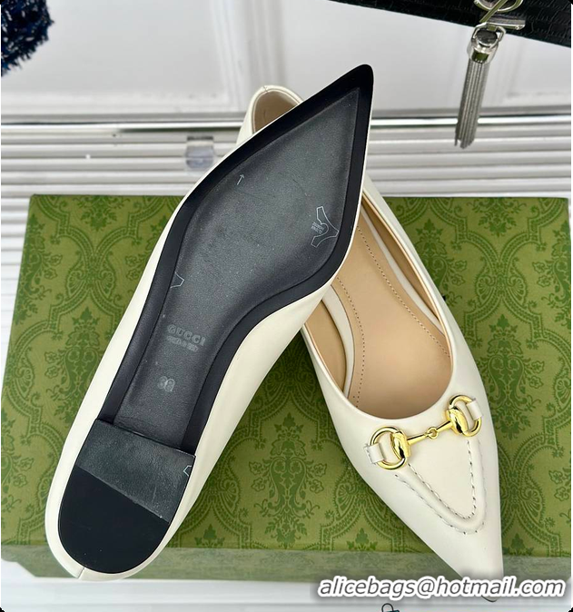 Discount Fashion Gucci Horsebit GG Slip-On Ballerina Shoes White 60701511