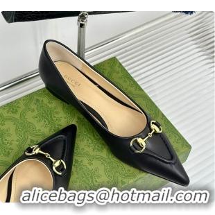 Charming Gucci Horsebit GG Slip-On Ballerina Shoes Black 60701511