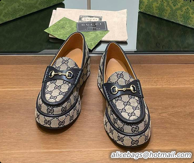 Low Cost Gucci Horsebit Platform Loafer Beige & Black 60701512