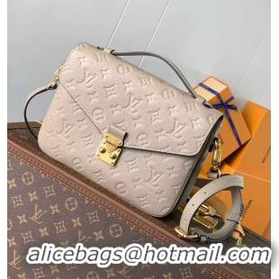 Inexpensive Louis Vuitton Monogram Empreinte Leather Pochette Metis Top Layer Bag M47142 Beige