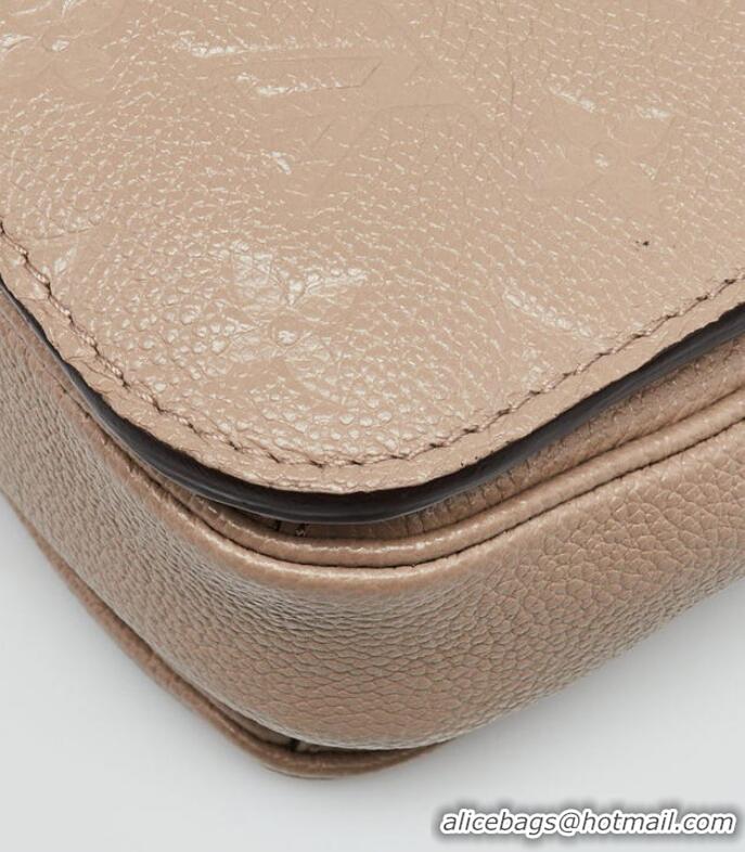 Inexpensive Louis Vuitton Monogram Empreinte Leather Pochette Metis Top Layer Bag M47142 Beige