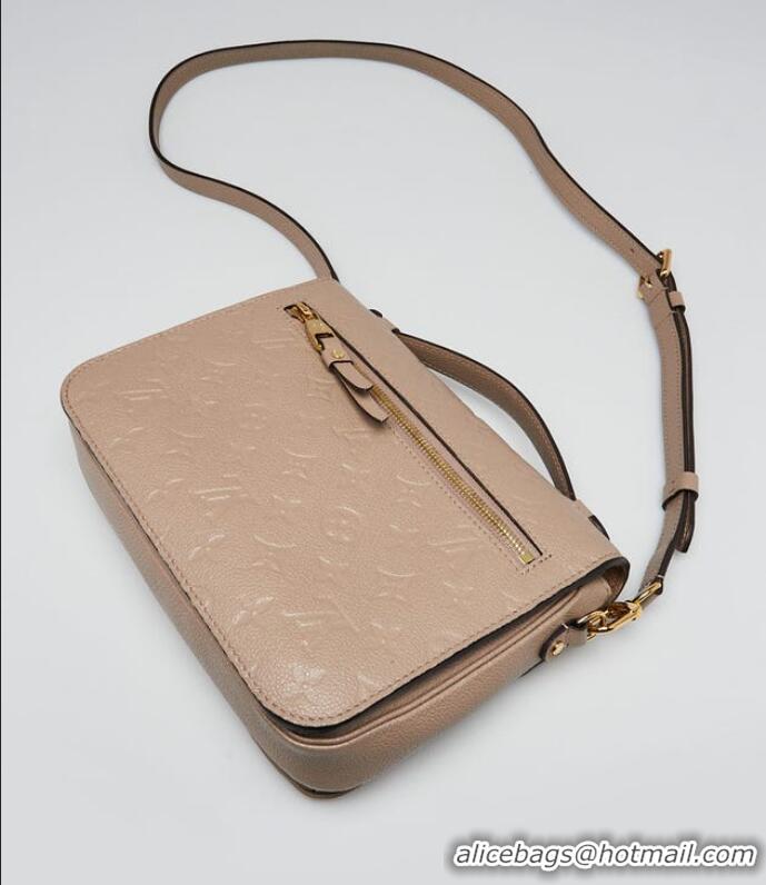 Inexpensive Louis Vuitton Monogram Empreinte Leather Pochette Metis Top Layer Bag M47142 Beige