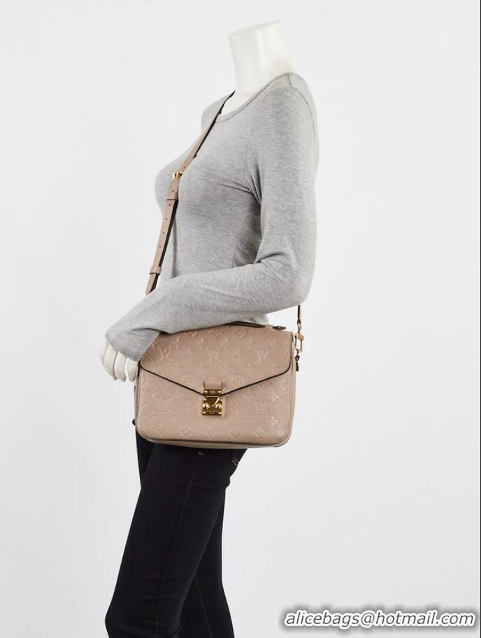 Inexpensive Louis Vuitton Monogram Empreinte Leather Pochette Metis Top Layer Bag M47142 Beige