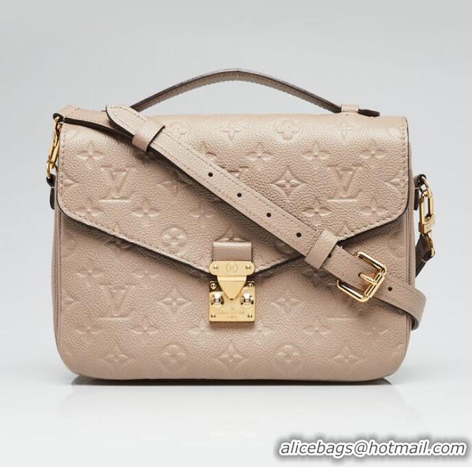Inexpensive Louis Vuitton Monogram Empreinte Leather Pochette Metis Top Layer Bag M47142 Beige