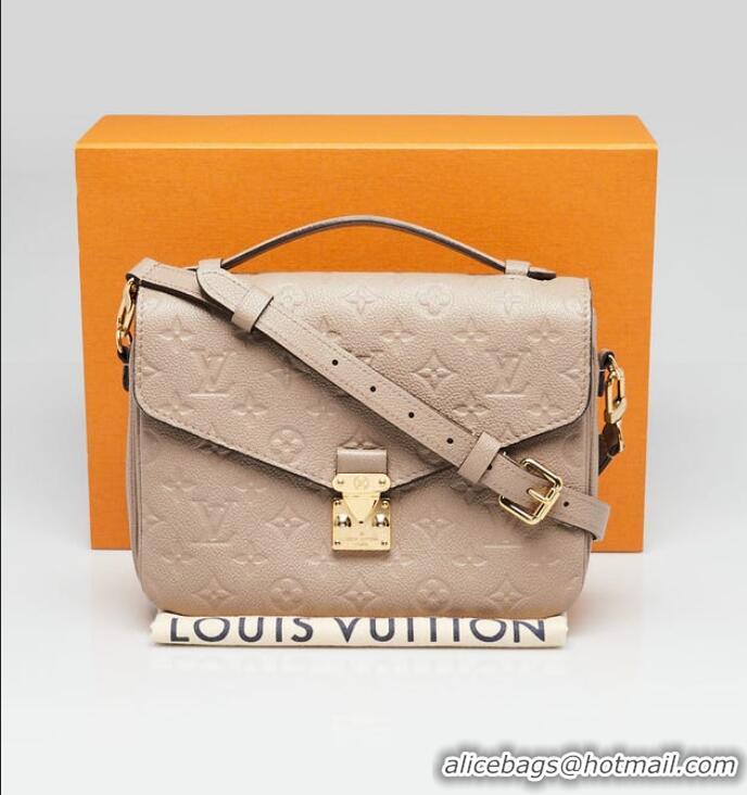 Inexpensive Louis Vuitton Monogram Empreinte Leather Pochette Metis Top Layer Bag M47142 Beige