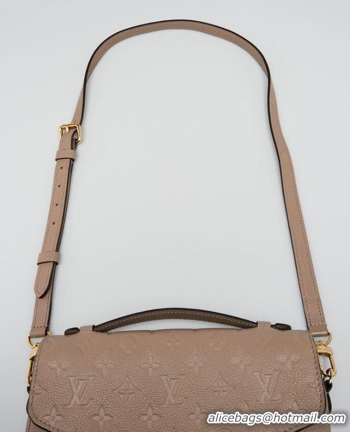 Inexpensive Louis Vuitton Monogram Empreinte Leather Pochette Metis Top Layer Bag M47142 Beige