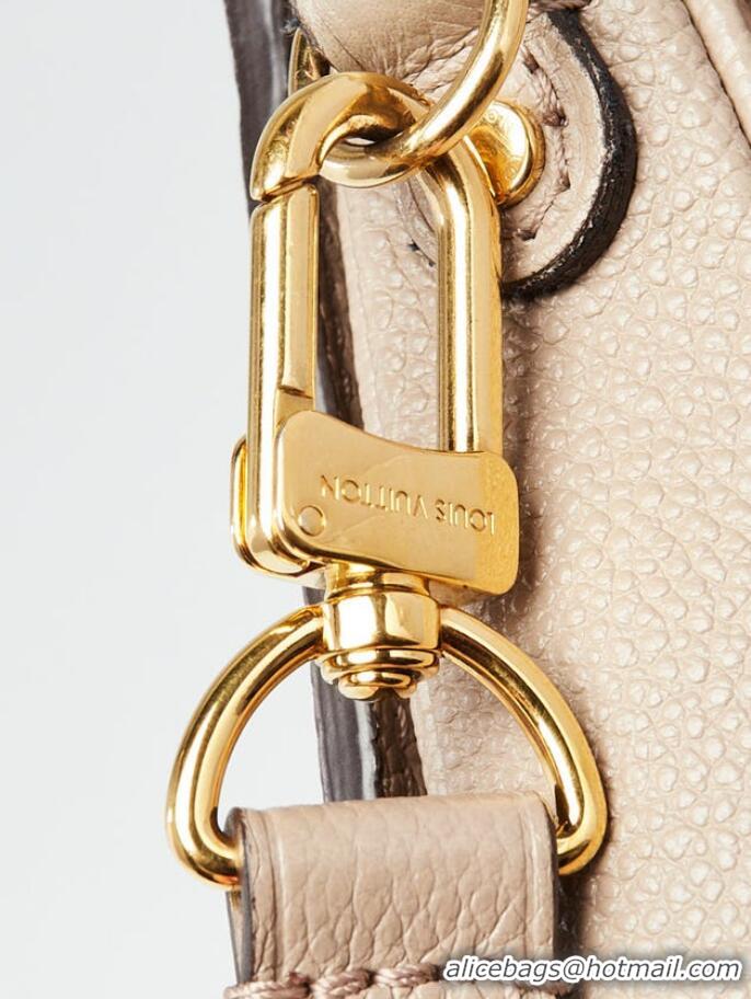 Inexpensive Louis Vuitton Monogram Empreinte Leather Pochette Metis Top Layer Bag M47142 Beige