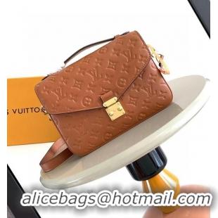 Discount Louis Vuitton Monogram Empreinte Leather Pochette Metis Top Layer Bag M47142 Brown