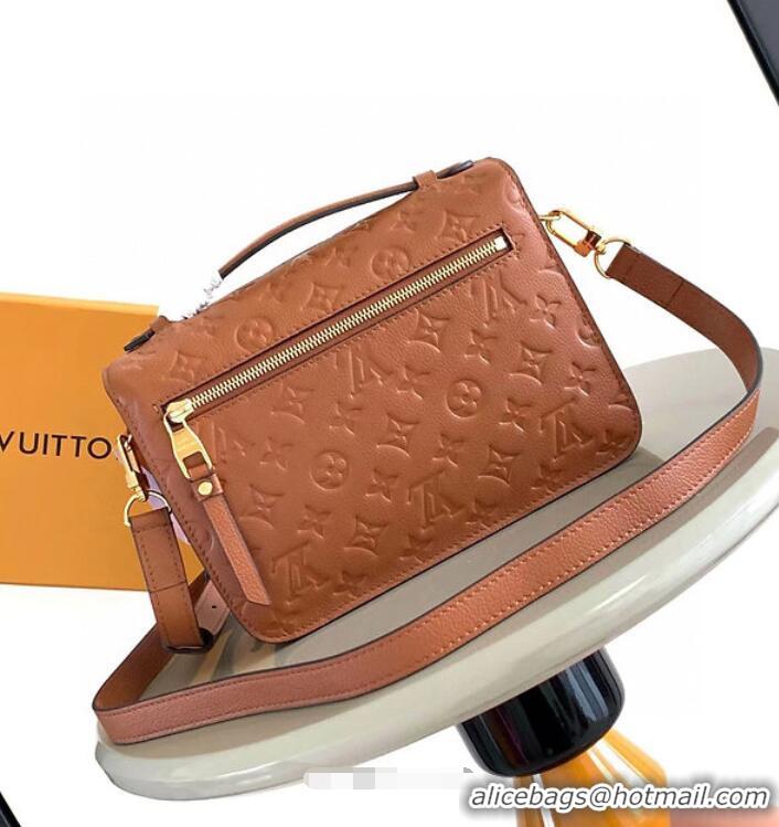 Discount Louis Vuitton Monogram Empreinte Leather Pochette Metis Top Layer Bag M47142 Brown