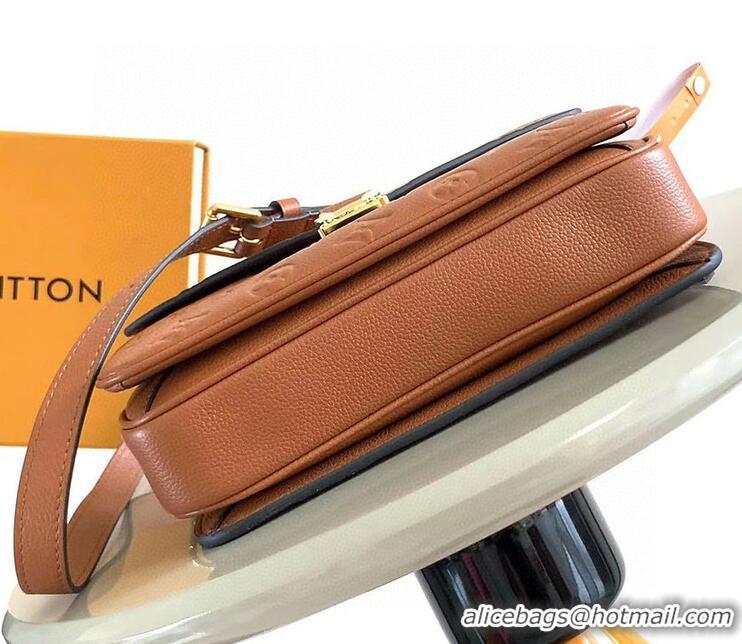 Discount Louis Vuitton Monogram Empreinte Leather Pochette Metis Top Layer Bag M47142 Brown