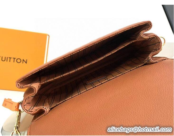 Discount Louis Vuitton Monogram Empreinte Leather Pochette Metis Top Layer Bag M47142 Brown