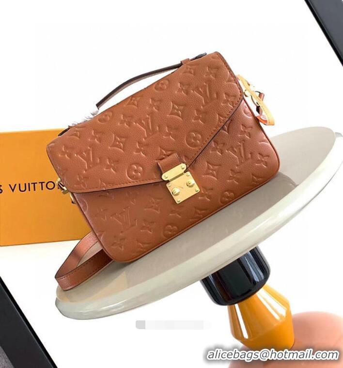 Discount Louis Vuitton Monogram Empreinte Leather Pochette Metis Top Layer Bag M47142 Brown