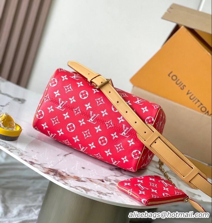 Famous Brand Louis Vuitton Speedy P9 Bandouliere 25 Bag in Soft Calfskin M24425 Red