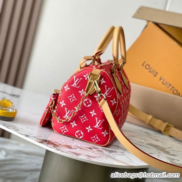 Famous Brand Louis Vuitton Speedy P9 Bandouliere 25 Bag in Soft Calfskin M24425 Red