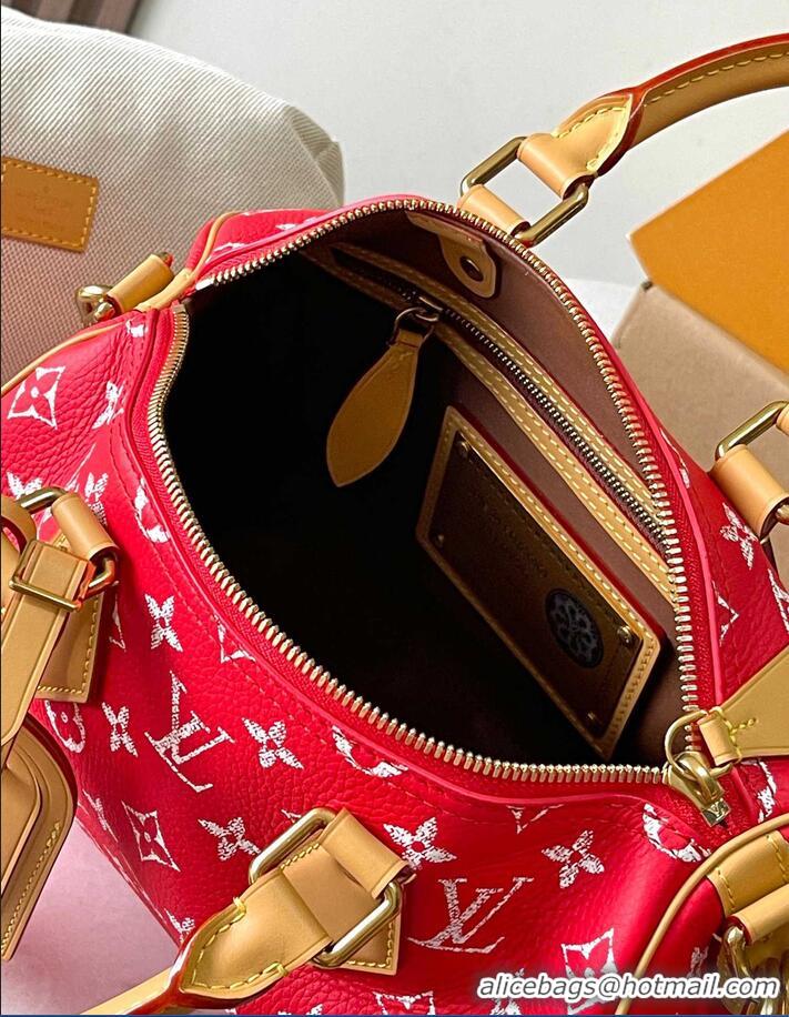 Famous Brand Louis Vuitton Speedy P9 Bandouliere 25 Bag in Soft Calfskin M24425 Red