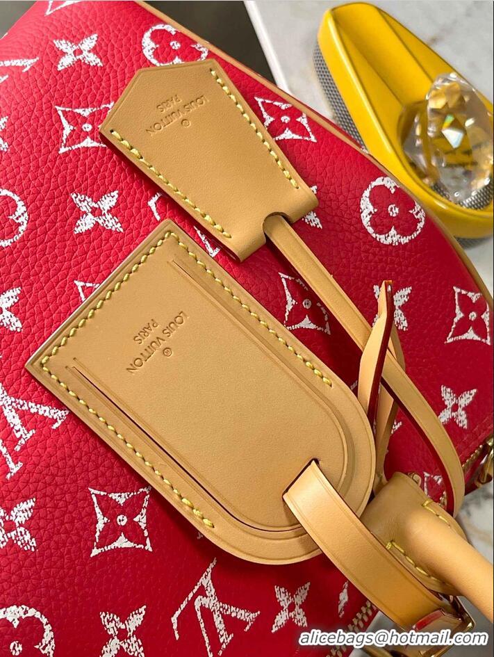 Famous Brand Louis Vuitton Speedy P9 Bandouliere 25 Bag in Soft Calfskin M24425 Red