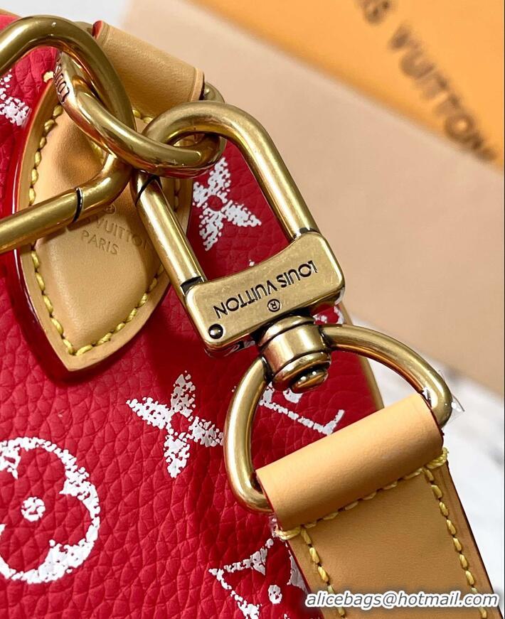 Famous Brand Louis Vuitton Speedy P9 Bandouliere 25 Bag in Soft Calfskin M24425 Red