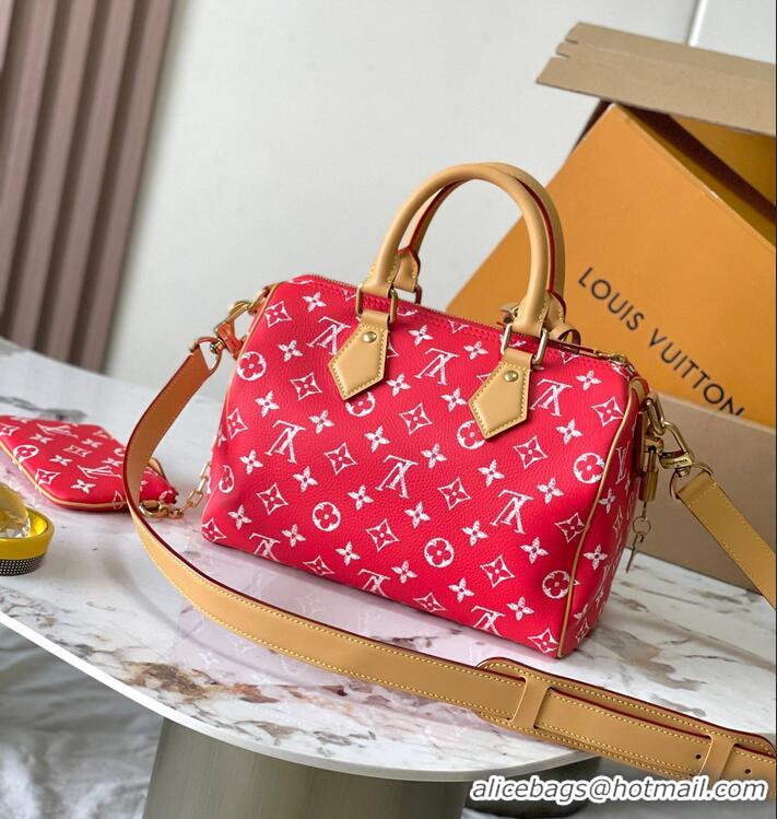 Famous Brand Louis Vuitton Speedy P9 Bandouliere 25 Bag in Soft Calfskin M24425 Red