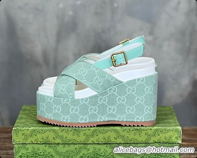 Good Looking Gucci Women's Supreme Platform Slide Sandal Green 60701601