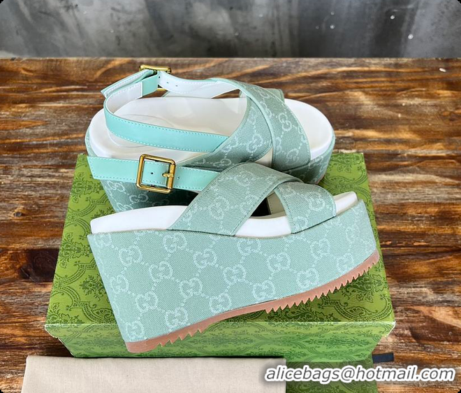 Good Looking Gucci Women's Supreme Platform Slide Sandal Green 60701601