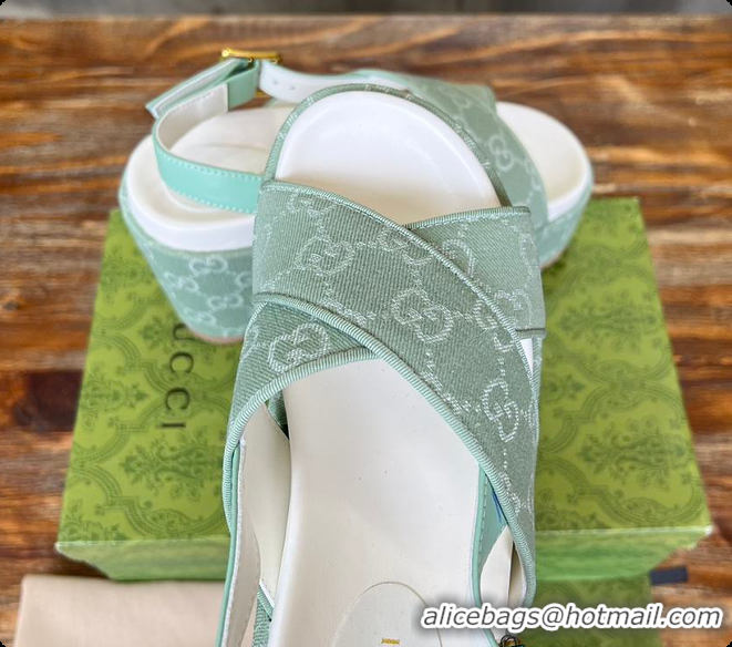Good Looking Gucci Women's Supreme Platform Slide Sandal Green 60701601