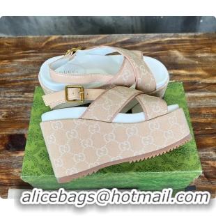 Top Design Gucci Women's Supreme Platform Slide Sandal Beige 60701601