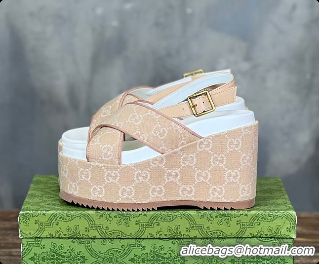 Top Design Gucci Women's Supreme Platform Slide Sandal Beige 60701601