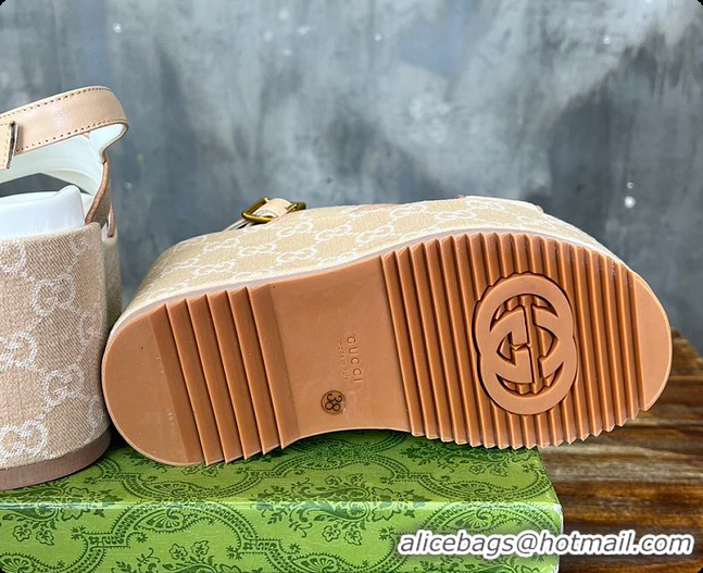 Top Design Gucci Women's Supreme Platform Slide Sandal Beige 60701601