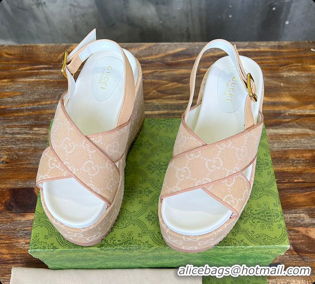 Top Design Gucci Women's Supreme Platform Slide Sandal Beige 60701601