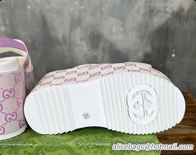 Charming Gucci Women's Supreme Platform Slide Sandal Light Pink 60701601