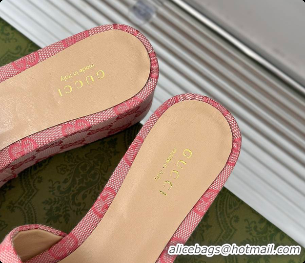 Luxury Cheap Gucci CC Crystal-Embellished High Slides Pink 60701604