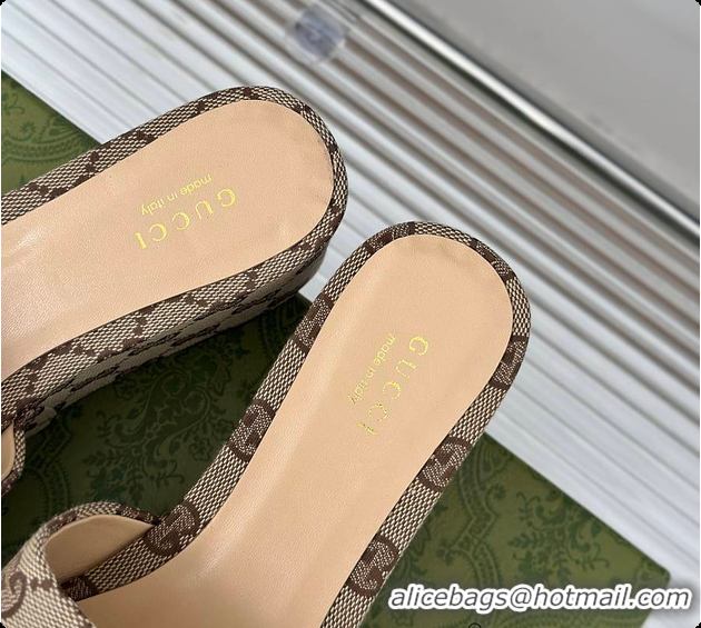 Luxury Gucci CC Crystal-Embellished High Slides Brown 60701604