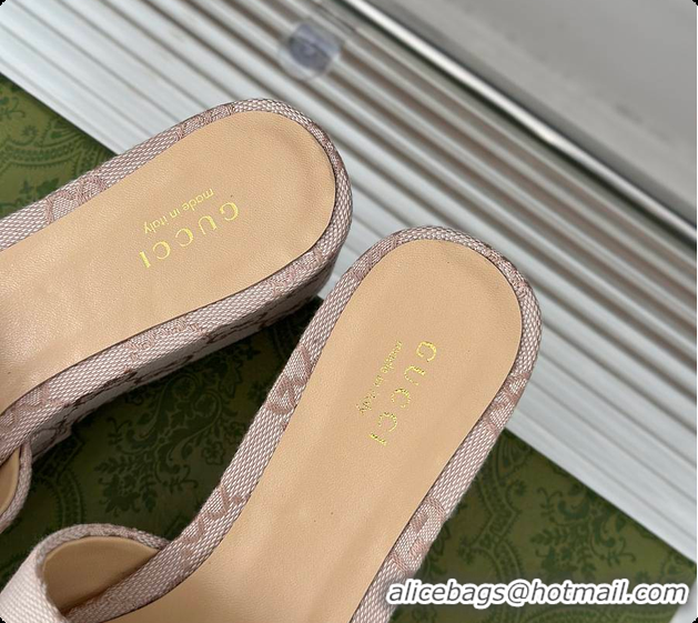 Top Grade Gucci CC Crystal-Embellished High Slides Beige 60701604