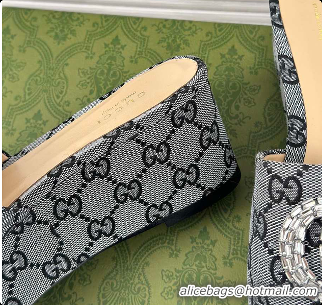 Unique Style Gucci CC Crystal-Embellished High Slides Grey 60701604