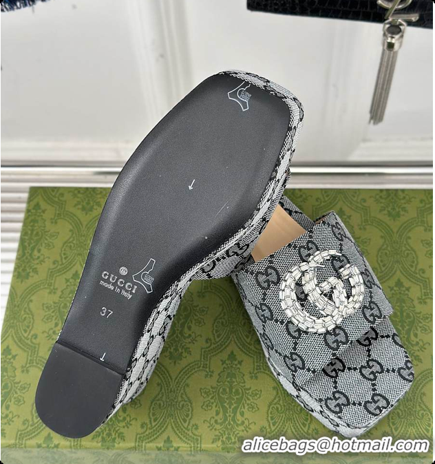 Unique Style Gucci CC Crystal-Embellished High Slides Grey 60701604