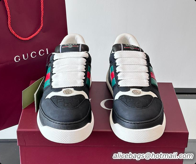 Good Quality Gucci Men's GG Screener sneaker with Web Black 60701607