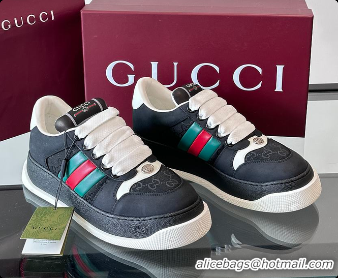 Good Quality Gucci Men's GG Screener sneaker with Web Black 60701607