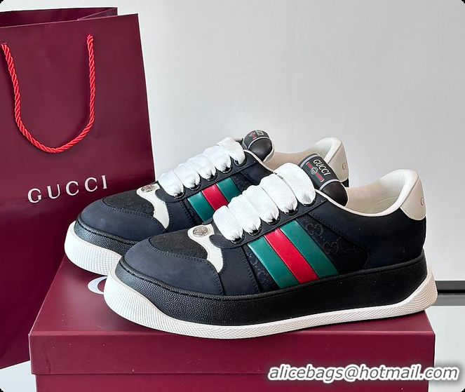 Good Quality Gucci Men's GG Screener sneaker with Web Black 60701607