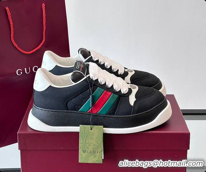 Good Quality Gucci Men's GG Screener sneaker with Web Black 60701607