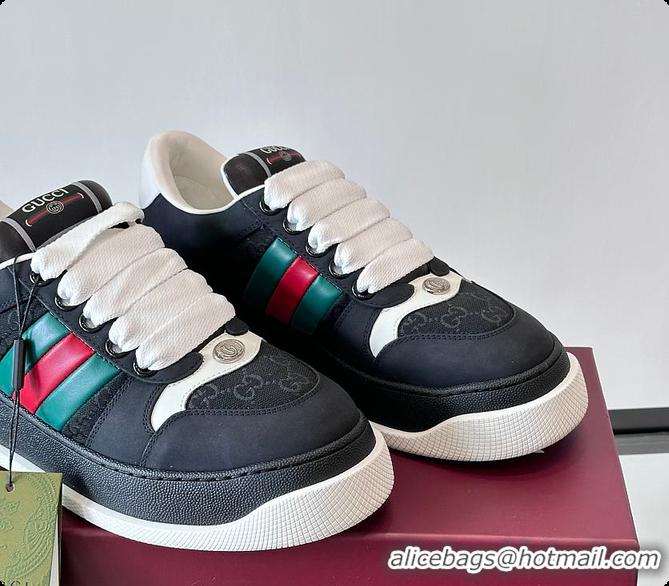 Good Quality Gucci Men's GG Screener sneaker with Web Black 60701607
