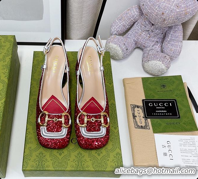 Original Cheap Gucci Lovelight Crystal High Pumps - Red 60701610