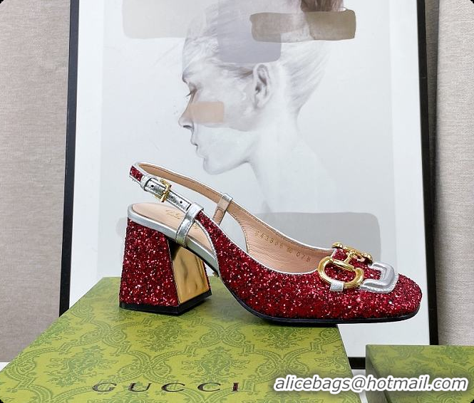 Original Cheap Gucci Lovelight Crystal High Pumps - Red 60701610