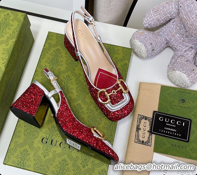Original Cheap Gucci Lovelight Crystal High Pumps - Red 60701610