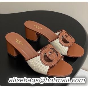 Big Discount Gucci Women's Interlocking G Slide Sandal Brown 60701704