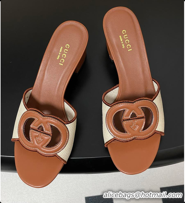 Big Discount Gucci Women's Interlocking G Slide Sandal Brown 60701704