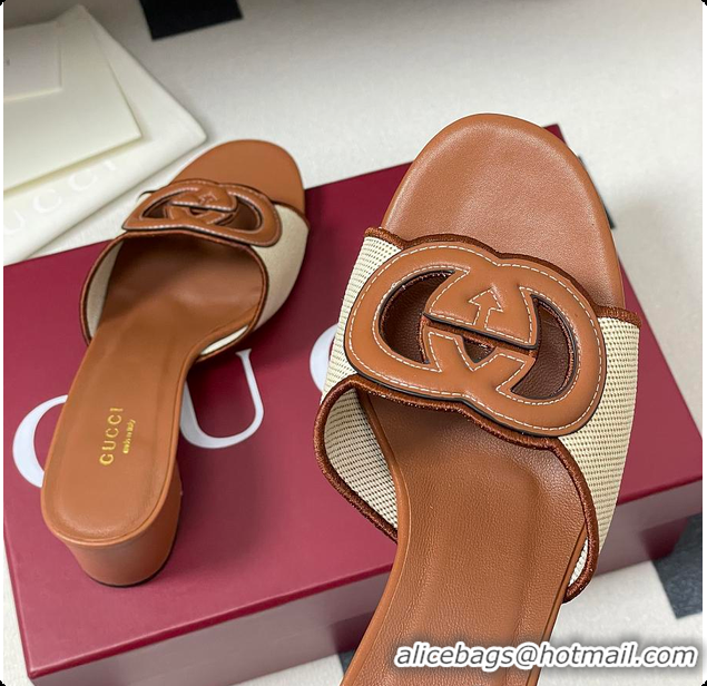 Big Discount Gucci Women's Interlocking G Slide Sandal Brown 60701704