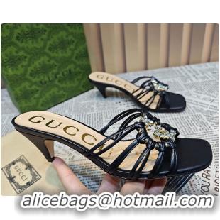 Classic Hot Gucci Sandals Crystal-Embellished Diamond Buckle in Black 60701705
